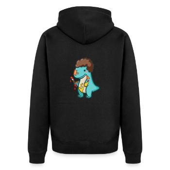 Hugadino artiste Dino, Dinosaure mignon - Veste à capuche bio Premium Unisexe - noir - Dos - Nico (187cm)