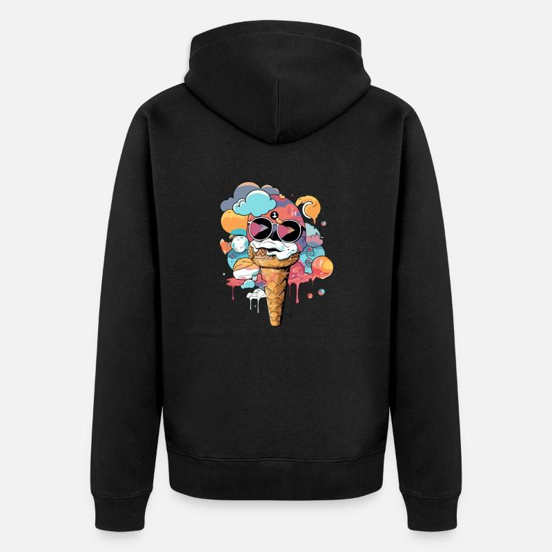 Iku la glace kawaii - Veste à capuche bio Premium Unisexe - noir