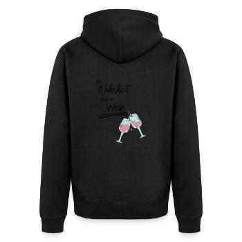 Handschrift Wein T shirt - Unisex Premium Bio Zip Hoodie - Schwarz - Hinten - Nico (187cm)