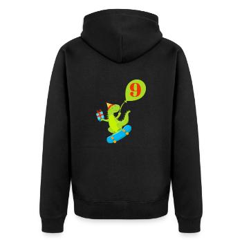 9th Birthday Cute Dinosaur - Unisex Premium Organic Zip Hoodie - black - Back - Nico (187cm)