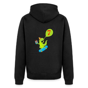 7th Anniversary Cute Dinosaur - Unisex Premium Organic Zip Hoodie - black - Back - Nico (187cm)