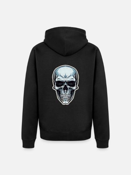 Schädel Totenkopf Totenschädel Knochen Kiefer - Premium økologisk unisex-hættejakke - sort