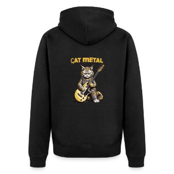 Chat jouant du heavy metal, chat metal - Veste à capuche bio Premium Unisexe - noir - Dos - Nico (187cm)