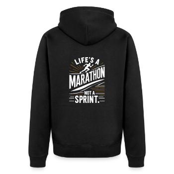 Life's a Marathon Not a Sprint - Unisex Premium Organic Zip Hoodie - black - Back - Nico (187cm)