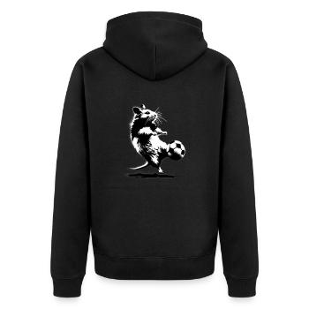 Hamster spielt wild Fußball - Unisex Premium Bio Zip Hoodie - Schwarz - Hinten - Nico (187cm)