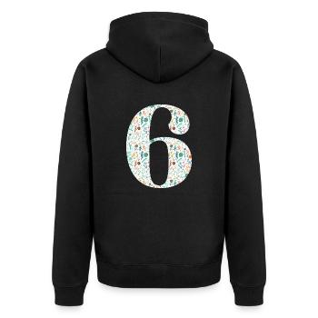6th Floral Anniversary - Unisex Premium Organic Zip Hoodie - black - Back - Nico (187cm)