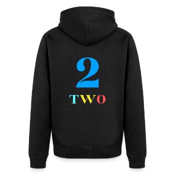 Two-2nd Anniversary - Unisex Premium Organic Zip Hoodie - black - Back - Nico (187cm)