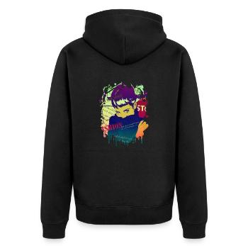 Fashion Cute Retro Style Trendy 90s Funny Vogue - Unisex Premium Organic Zip Hoodie - black - Back - Nico (187cm)