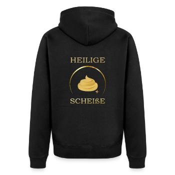Heilige Kacke ... - Unisex Premium Bio Zip Hoodie - Schwarz - Hinten - Nico (187cm)