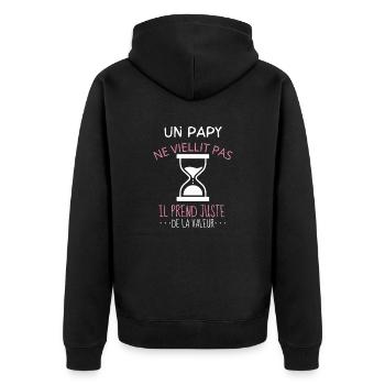 Mon papy ne vieillit pas il prend de la valeur - Veste à capuche bio Premium Unisexe - noir - Dos - Nico (187cm)