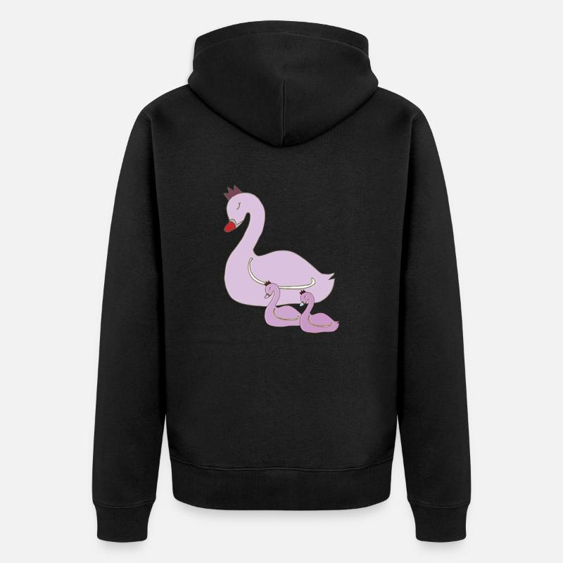 schwan mutter und kinder - Unisex Premium Bio Zip Hoodie - Schwarz