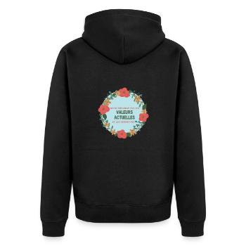 Current Values and Towels - Unisex Premium Organic Zip Hoodie - black - Back - Nico (187cm)