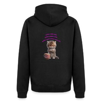 Cat Coffee ich mag kaffee - Unisex Premium Bio Zip Hoodie - Schwarz - Hinten - Nico (187cm)