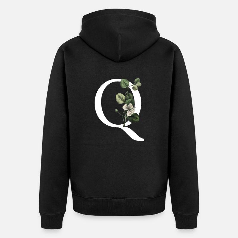 lettre q botanique vert - Veste à capuche bio Premium Unisexe - noir