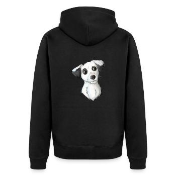 Jack Russell Pattern 6 - Unisex Premium Bio Zip Hoodie - Schwarz - Hinten - Nico (187cm)