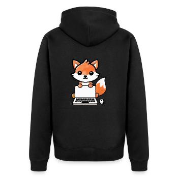 Tech Fox - Unisex Premium Bio Zip Hoodie - Schwarz - Hinten - Nico (187cm)