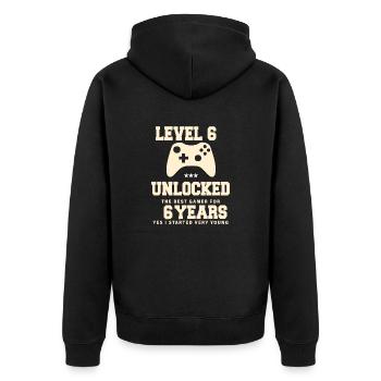 Level 6 Vintage Retro Vintage Anniversary - Unisex Premium Organic Zip Hoodie - black - Back - Nico (187cm)