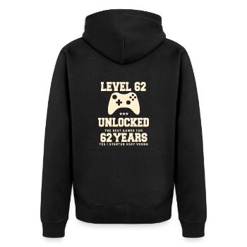 Level 62 Vintage Retro Vintage Birthday - Unisex Premium Organic Zip Hoodie - black - Back - Nico (187cm)