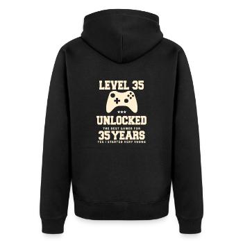 Level 35 Vintage Retro Vintage Anniversary - Unisex Premium Organic Zip Hoodie - black - Back - Nico (187cm)