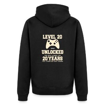 Level 20 Vintage Retro Vintage Geburtstag - Unisex Premium Bio Zip Hoodie - Schwarz - Hinten - Nico (187cm)