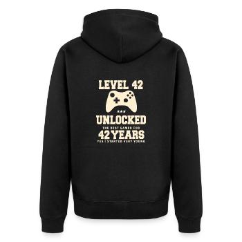 Level 42 Vintage Anniversaire Vintage Rétro - Veste à capuche bio Premium Unisexe - noir - Dos - Nico (187cm)