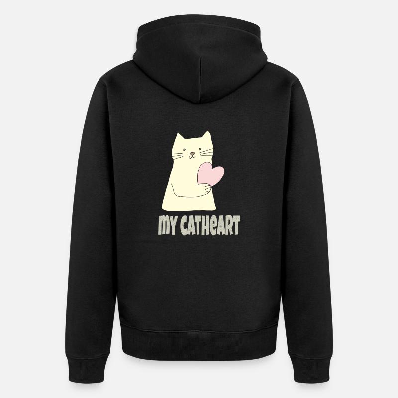 Mon cœur de chat - Veste à capuche bio Premium Unisexe - noir