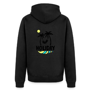 palms relax holiday - Unisex Premium Bio Zip Hoodie - Schwarz - Hinten - Nico (187cm)