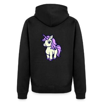 Unicorn Unicorn - Unisex Premium Organic Zip Hoodie - black - Back - Nico (187cm)