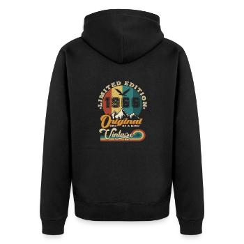 Original 1966 Vintage Limited Edition Geschenk - Unisex Premium Bio Zip Hoodie - Schwarz - Hinten - Nico (187cm)