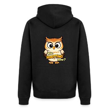Whimsical Owl Portrai - Unisex Premium Organic Zip Hoodie - black - Back - Nico (187cm)