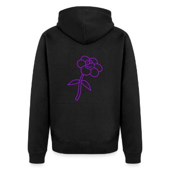 Fleur Violette Printemps Été Mignon Drôle Visage - Veste à capuche bio Premium Unisexe - noir - Dos - Nico (187cm)