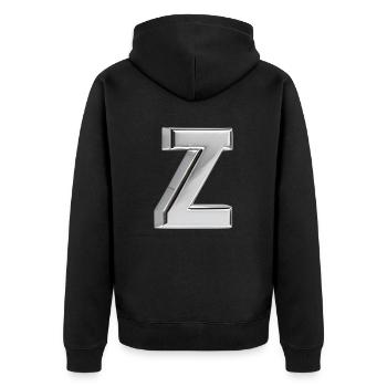 Chrome ,, Z " Metallic - Unisex Premium Organic Zip Hoodie - black - Back - Nico (187cm)