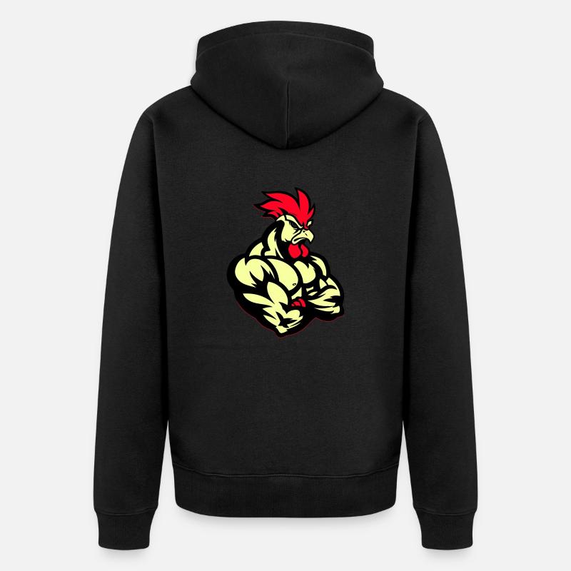 Coq Bande Dessinée - Veste à capuche bio Premium Unisexe - noir