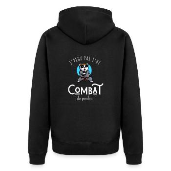 I Can't I Have Panda Fight - Humor - Unisex Premium Organic Zip Hoodie - black - Back - Nico (187cm)