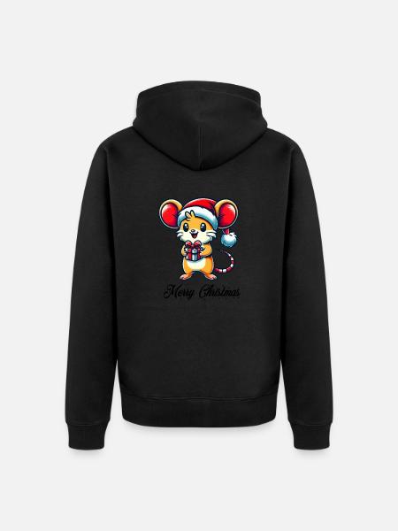 Mouse Christmas - Unisex Premium Organic Zip Hoodie - black
