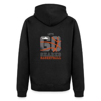 Lets go Sharks - Unisex Premium Bio Zip Hoodie - Schwarz - Hinten - Nico (187cm)