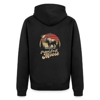 Moose humor for animal lovers - Unisex Premium Organic Zip Hoodie - black - Back - Nico (187cm)