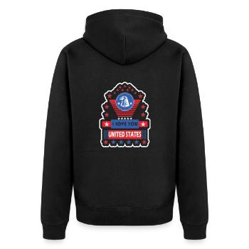 I LOVE YOU UNITED STATES 2025 - Veste à capuche bio Premium Unisexe - noir - Dos - Nico (187cm)