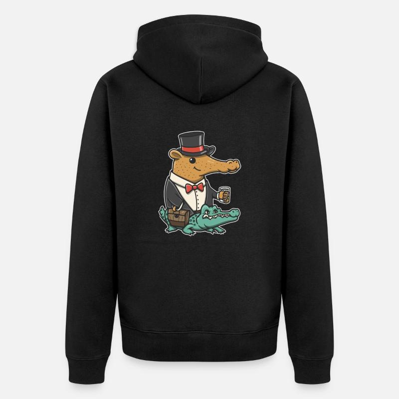 Capybara Dapper Crocodile - Veste à capuche bio Premium Unisexe - noir