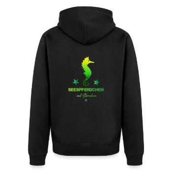 Seahorse with asterisk swimming badge - Unisex Premium Organic Zip Hoodie - black - Back - Nico (187cm)
