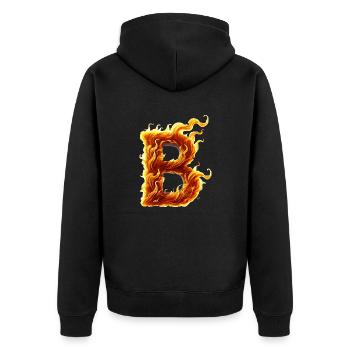 Letter B Flames - Unisex Premium Organic Zip Hoodie - black - Back - Nico (187cm)