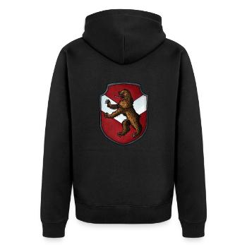 Wappen Bär - Unisex Premium Bio Zip Hoodie - Schwarz - Hinten - Nico (187cm)