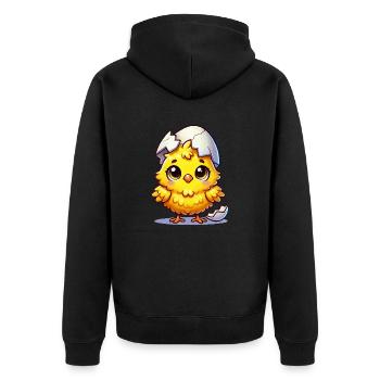 kuecken comic - Unisex Premium Bio Zip Hoodie - Schwarz - Hinten - Nico (187cm)