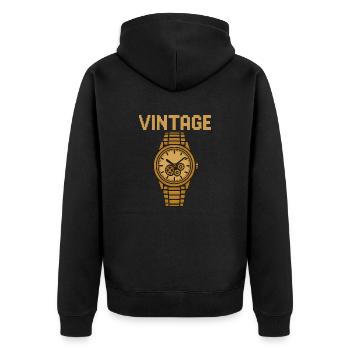 Montre-bracelet rétro en or avec mouvement mécanique - Veste à capuche bio Premium Unisexe - noir - Dos - Nico (187cm)