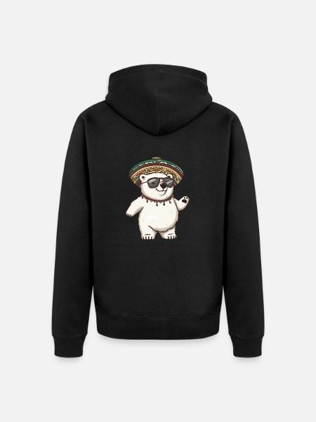 Polar Bear Funny Sombrero - Unisex Premium Organic Zip Hoodie - black