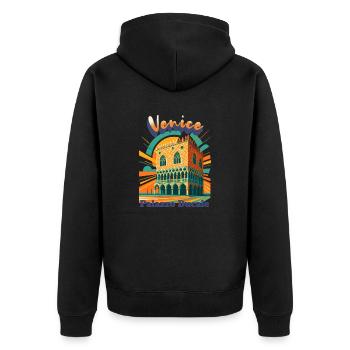 PALAZZO DUCALE – Venice Italy Retro Travel Shirt - Unisex Premium Organic Zip Hoodie - black - Back - Nico (187cm)