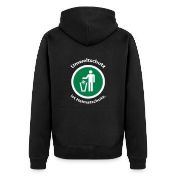 Umweltschutz ist Heimatschutz - Unisex Premium Bio Zip Hoodie - Schwarz - Hinten - Nico (187cm)