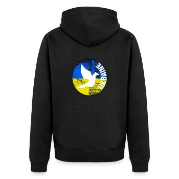 Free Ukraine Pigeon Round Logo - Unisex Premium Organic Zip Hoodie - black - Back - Nico (187cm)