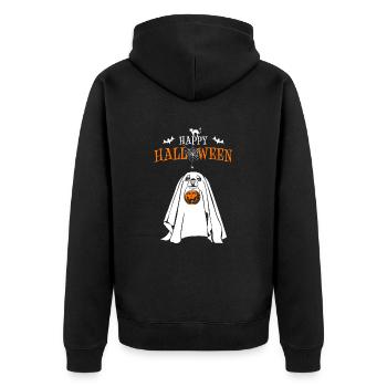 Happy Halloween Hund Geist Kürbis Hunde Wilsigns - Unisex Premium Bio Zip Hoodie - Schwarz - Hinten - Nico (187cm)