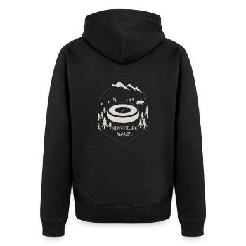 ADVENTURE AWAITS WHITE - Unisex Premium Organic Zip Hoodie - black - Back - Nico (187cm)
